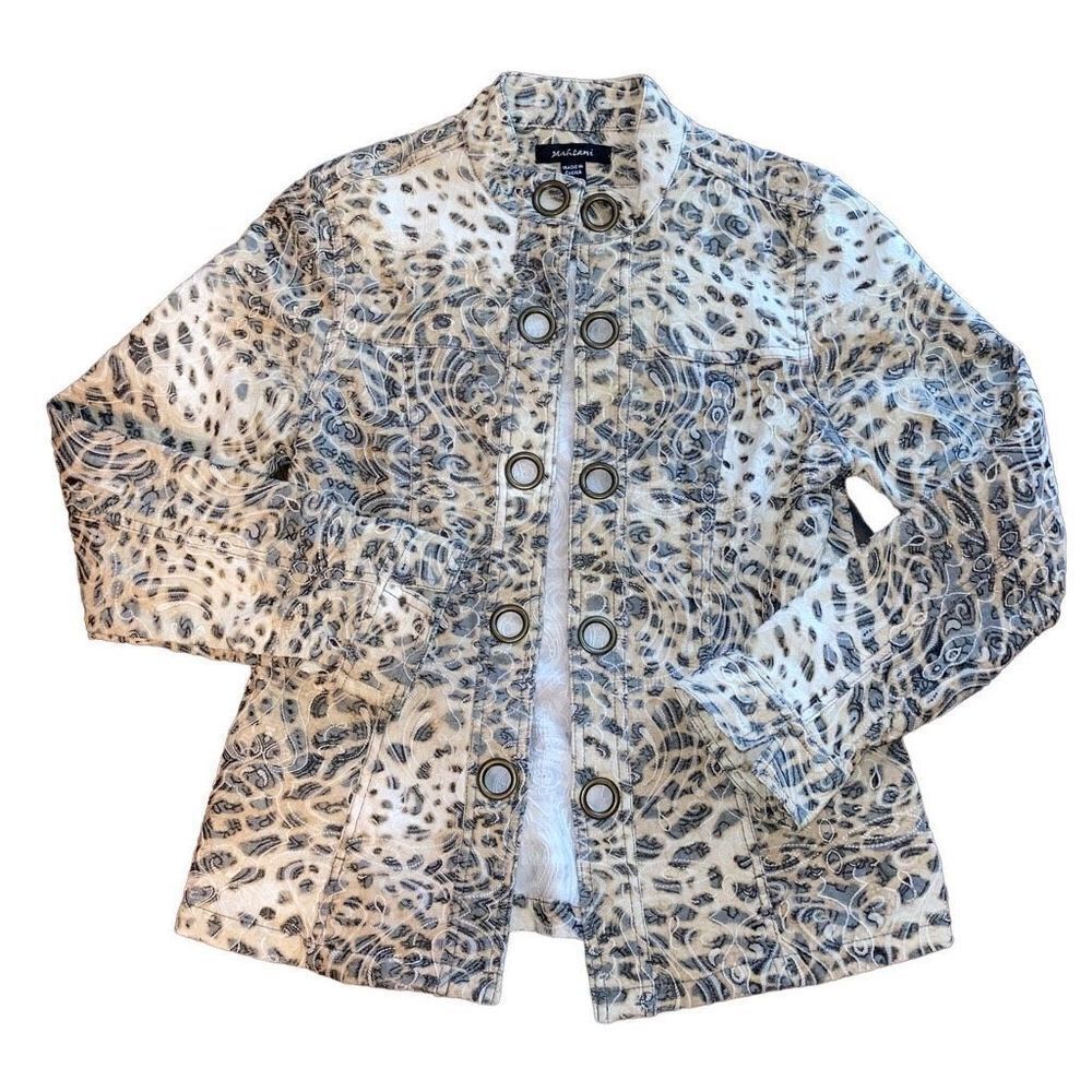 Mahtani Y2K Size Small Grommet Open Front Embroidered Jacket
